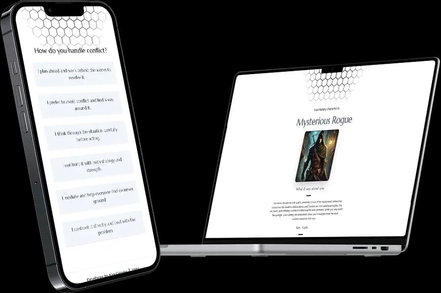 Screenshot of Fantasy Personality Survey project